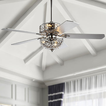 Zara 52" Filigree Metal/Wood LED Ceiling Fan - JONATHAN Y